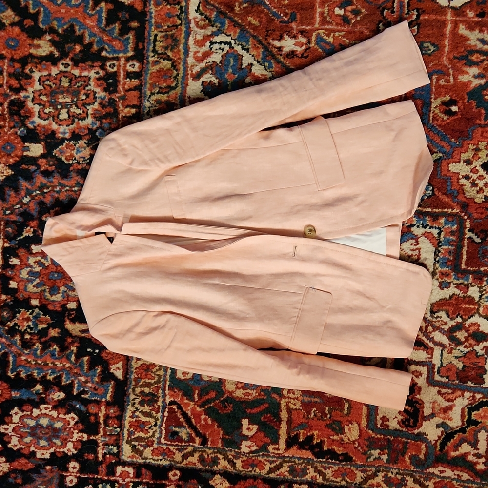 J. Crew pink linen blazer